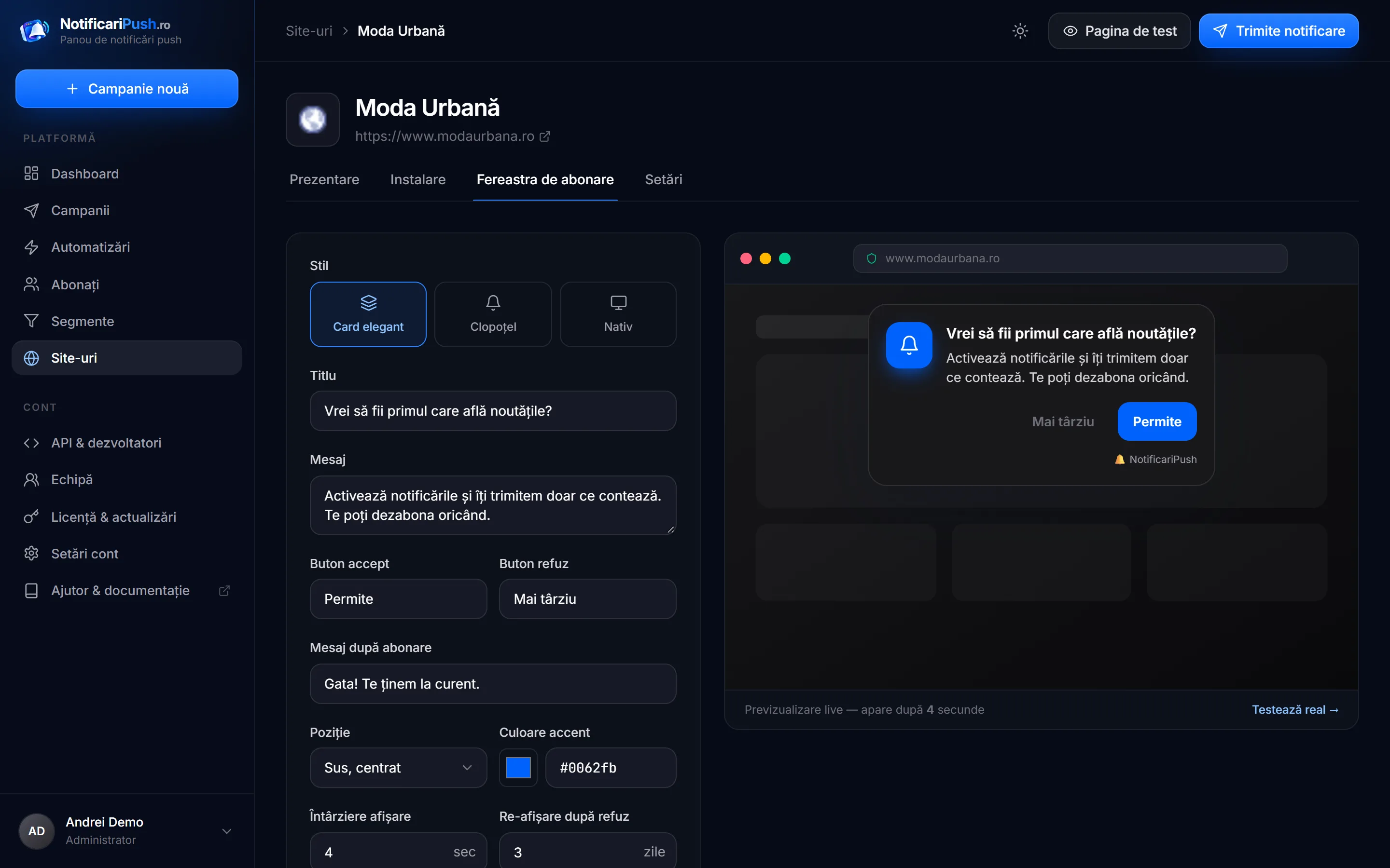 Fereastra de abonare — NotificariPush.ro
